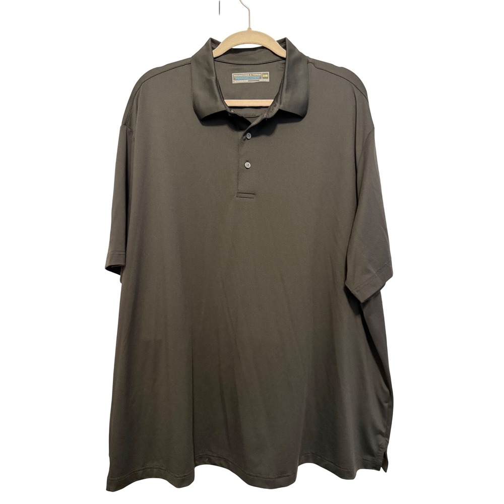 Roundtree & Yorke Performance Polo Shirt Mens 2XB Charcoal Black Short Sleeve